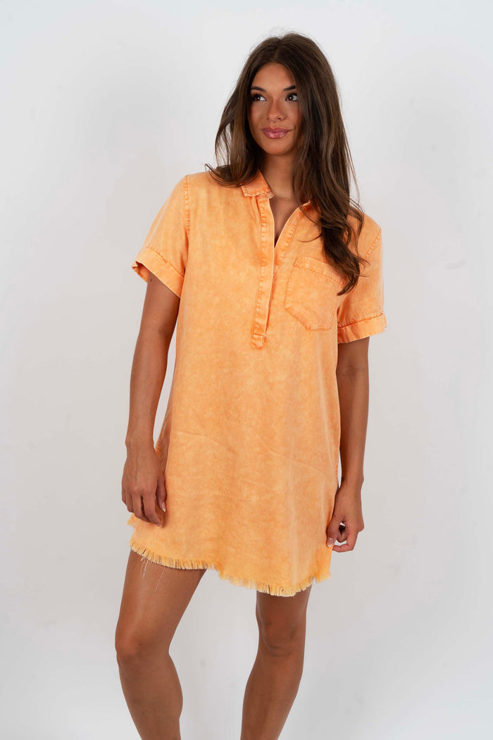 Feel The Fun Shirt Dress (Orange)