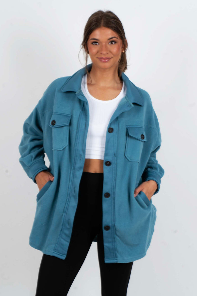 Step Into Love Shacket (Dusty Teal)
