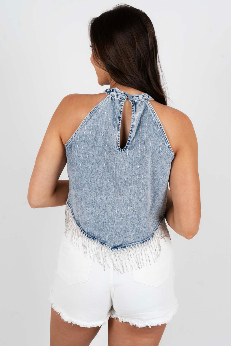 Make My Heart Beat Again Top (Denim)