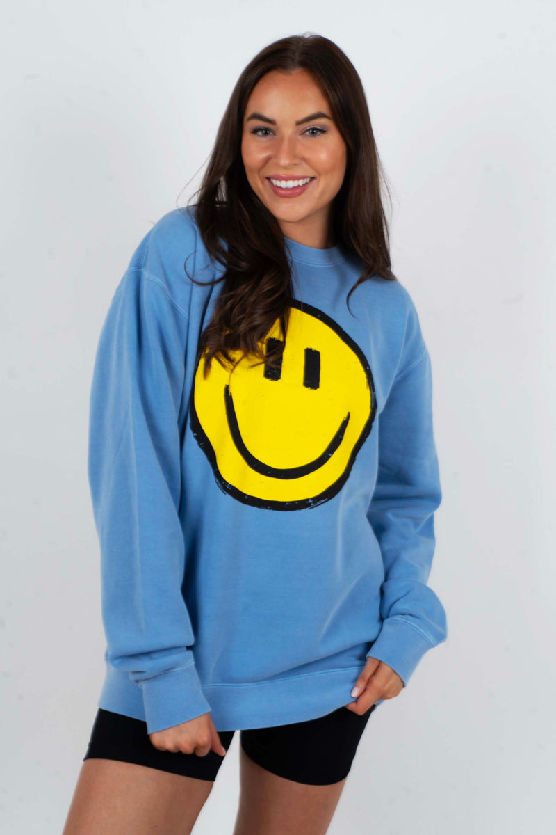 Smiley Sweatshirt (Blue)