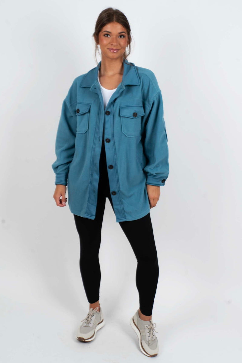 Step Into Love Shacket (Dusty Teal)