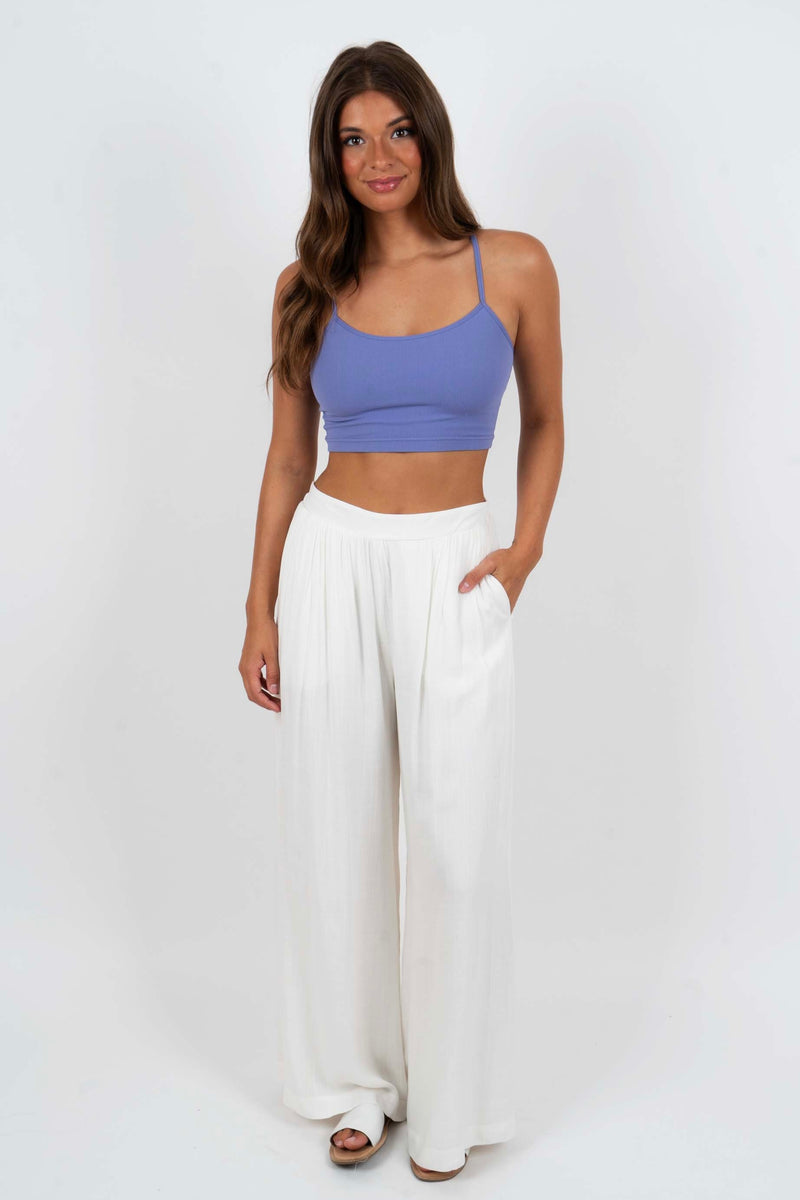 Take Note Wide Leg Pants (White)