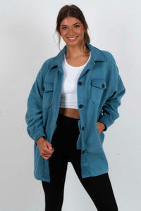 Step Into Love Shacket (Dusty Teal)