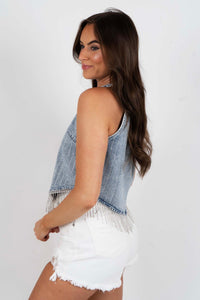 Make My Heart Beat Again Top (Denim)