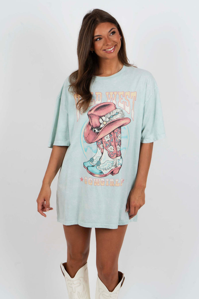 Wild West Cowgirls Graphic Tee (Light Blue)