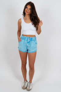 More To Gain Paperbag Shorts (Washed Sky)