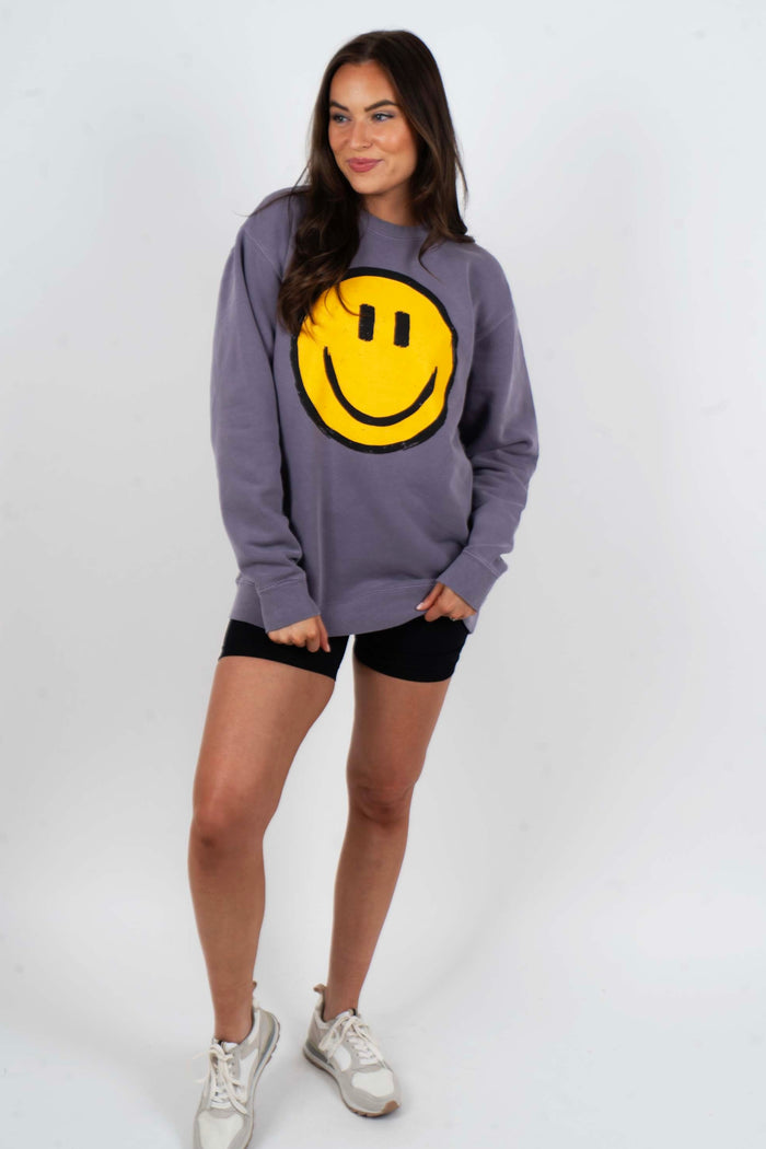 Smiley Sweatshirt (Light Plum)