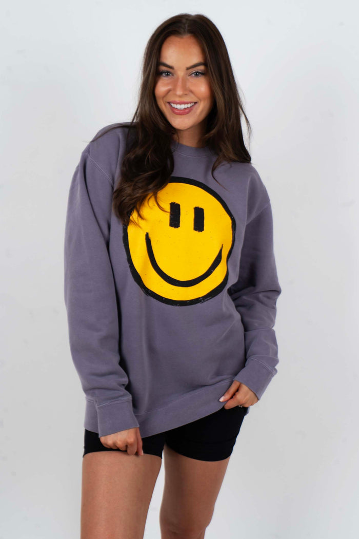 Smiley Sweatshirt (Light Plum)