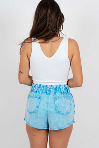 More To Gain Paperbag Shorts (Washed Sky)