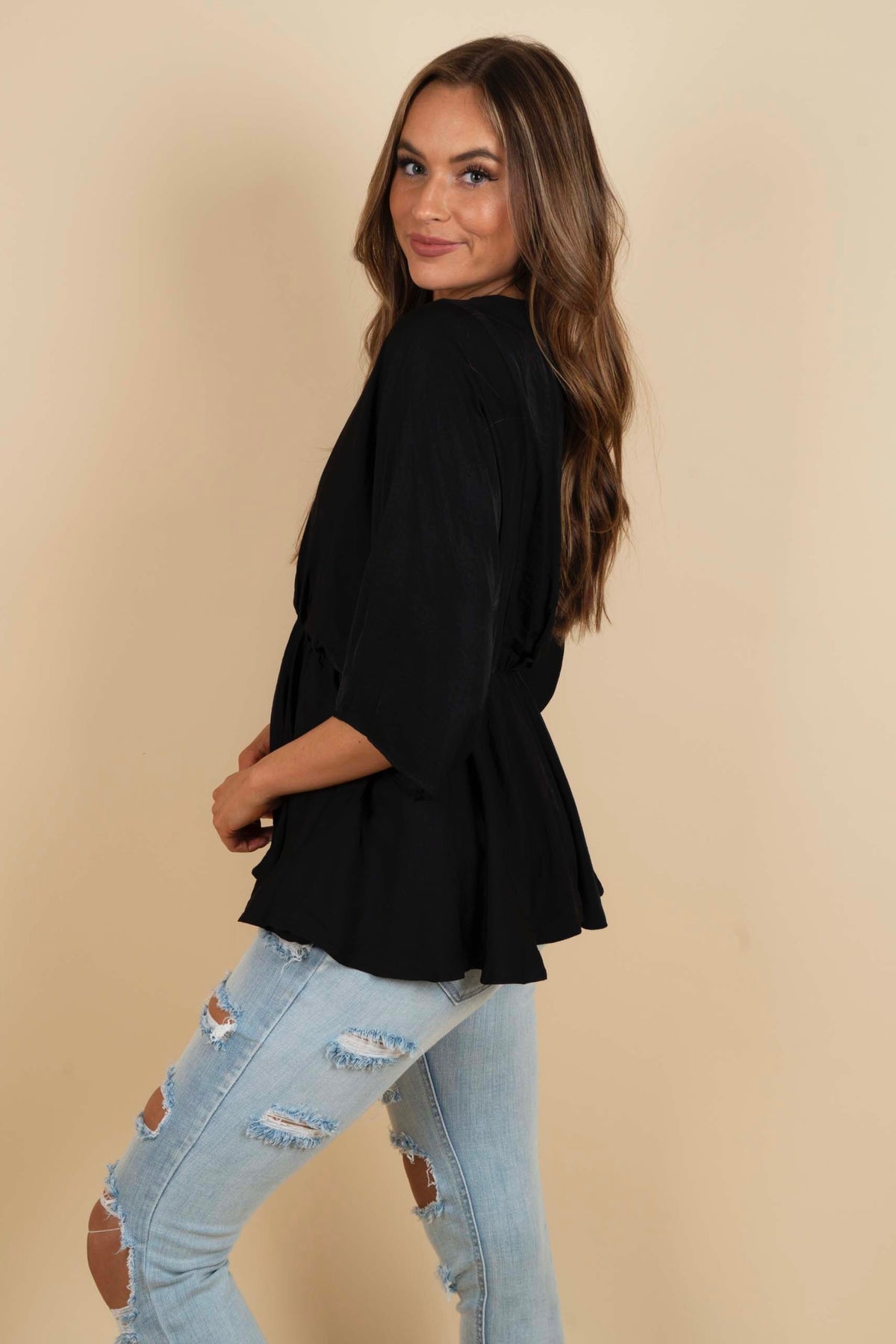 Can't Say Goodbye Blouse (Black)
