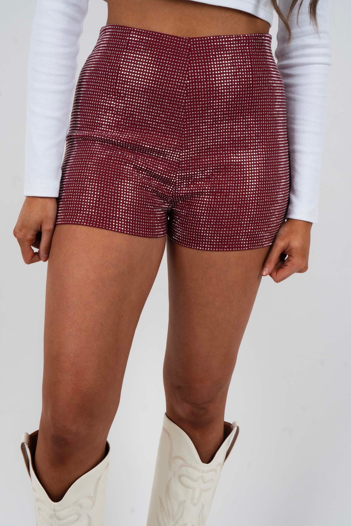 Try To Keep Up Shorts (Burgundy)