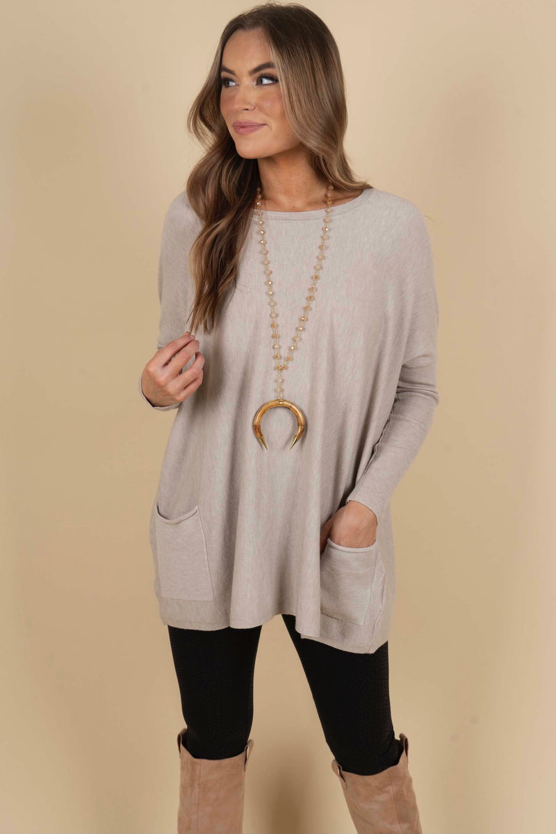 Totally Smitten Sweater (Warm Grey)