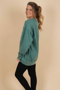 Embroidered Blushing Brunette Sweatshirt (Sage)
