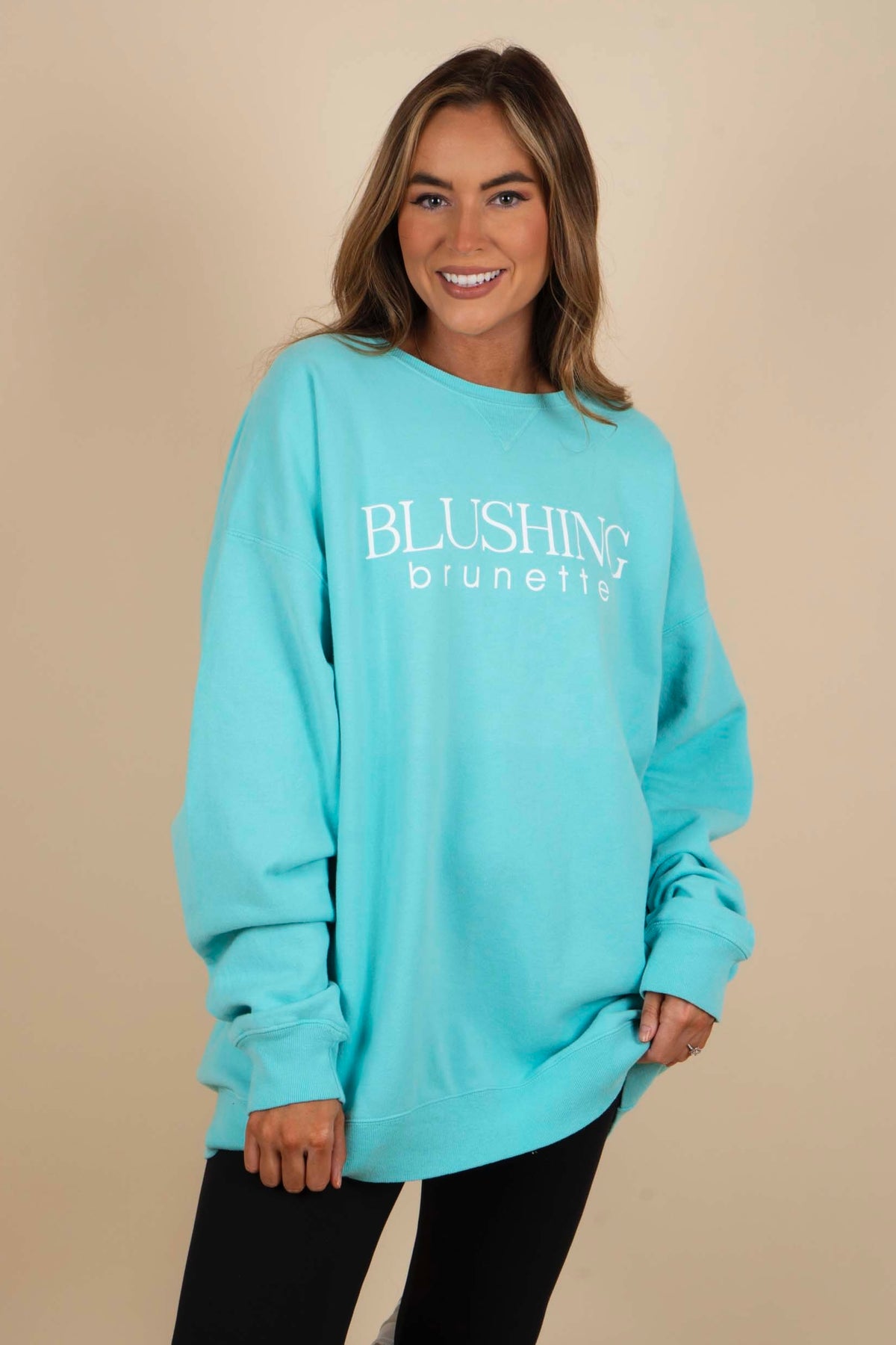 brunette sweatshirt